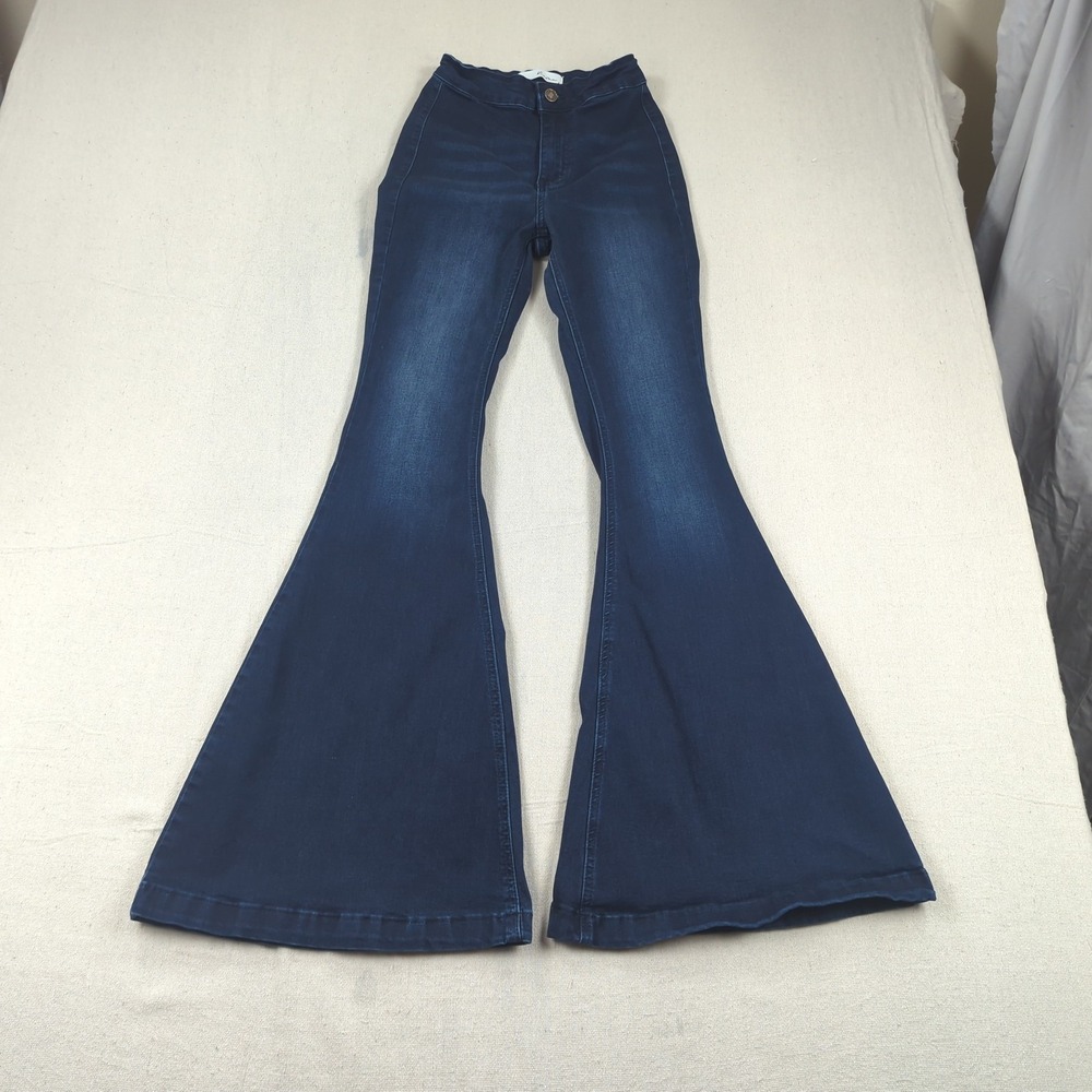 Kancan Jeans Womens 3 25 Blue Stretch Flare Hippie Boho Dark Wash